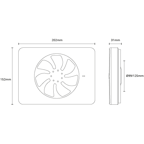 IQ Lo-Carbon- Badkamer ventilator Ø100/120 108/133m³/h met vochtsensor en licht schakelaar met nalooptijd - wit